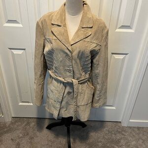Fairweather size L Leather Women's Beige Belted Jacket